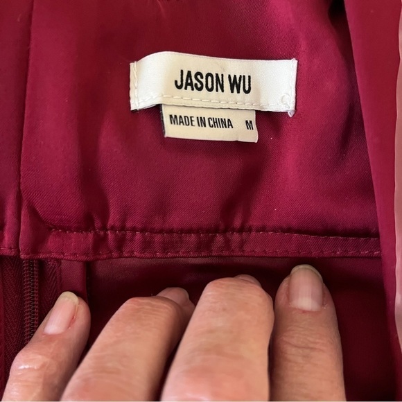 Jason Wu Alexandria Satin Midriff Cutout Midi Dress. Red. Medium. #591. NWOT - Picture 11 of 13